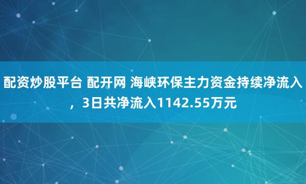 配资炒股平台 配开网 海峡环保主力资金持续净流入，3日共净流入1142.55万元